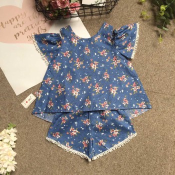 Bộ hoa thô bé gái tay viền ren size 4 -8